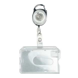 Ausweishüllen Hartplastik mit ausziehbarem Schlüsselanhänger transluzent | mit Daumenaussparung, poliert 