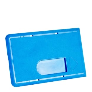Scheckkartenhüllen Hartplastik mit Daumenaussparung, blau 