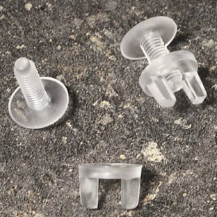 Displayschrauben aus Kunststoff, transparent 4,8 mm Durchmesser, 12 mm lang
