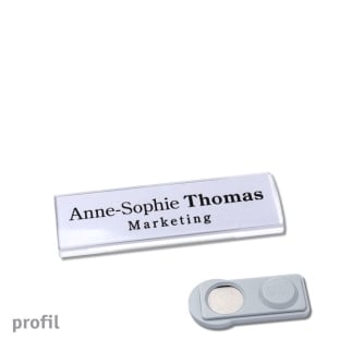 Namensschild mit Magnet profil 20 compact transparent 