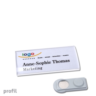 Namensschild mit Magnet profil 30 compact transparent 