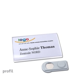 Namensschild mit Magnet profil 40 compact transparent 