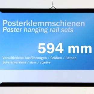 Posterschienen Kunststoff, zum Einschieben 594 mm | schwarz | 2 Aufhänger