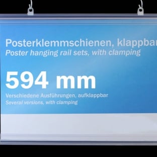 Posterklemmschienen Kunststoff, aufklappbar 594 mm | transparent