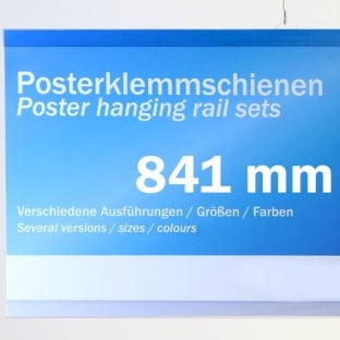 Posterschienen Kunststoff, zum Einschieben 841 mm | transparent | 2 Aufhänger