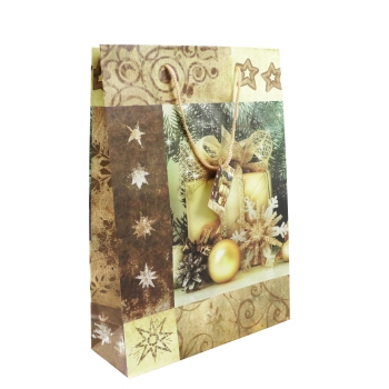 Geschenktasche Weihnachten, Päckchen, 25 x 34,5 x 8,5 cm, gold 