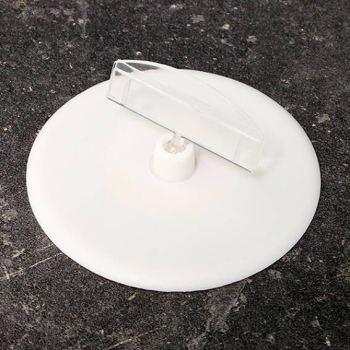 Sign-Clip mit Teller (ø 90 mm) und Preishalter (50 mm), selbstklebend, Höhe 45 mm 