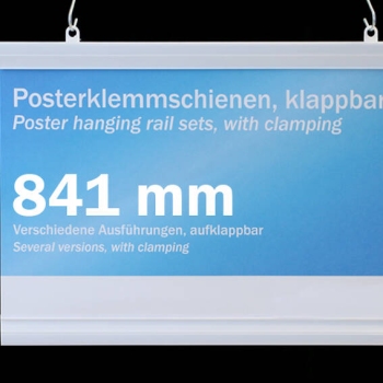 Posterklemmschienen Kunststoff, aufklappbar, 841 mm | weiß