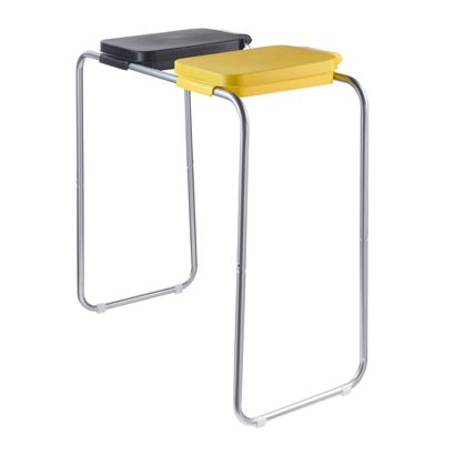 Müllsackständer mit Deckel, 120 L, Stahl 2 Fächer
