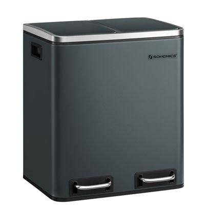 Tretmülleimer 2x 15 Liter, Softclose dunkelgrau