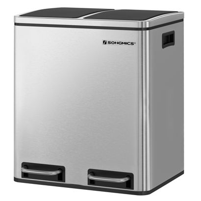 Tretmülleimer 2x 15 Liter, Softclose silber