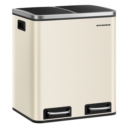Tretmülleimer 2x 15 Liter, Softclose beige