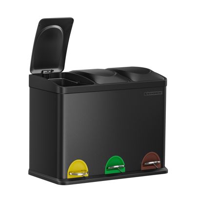 Tretmülleimer 3x 15 Liter schwarz