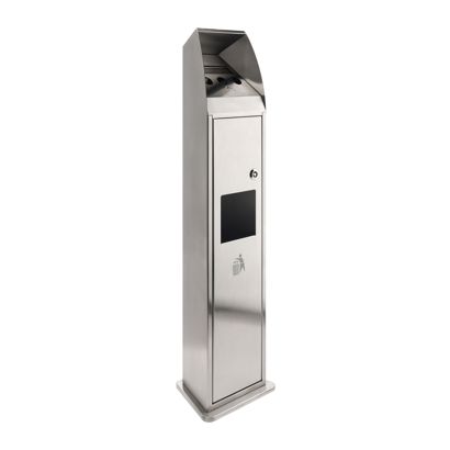 Standaschenbecher mit Mülleimer, Edelstahl silber