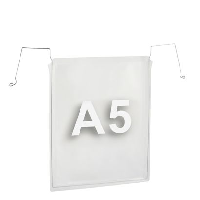 Drahtbügeltaschen für DIN A5, Schmalseite offen 