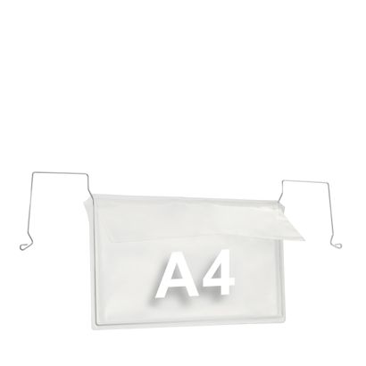 Drahtbügeltaschen A4, Breitseite offen, Klappe Zu 10 im Karton verpackt