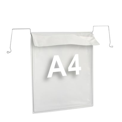 Drahtbügeltaschen A4, Schmalseite offen, Klappe Zu 10 im Karton verpackt