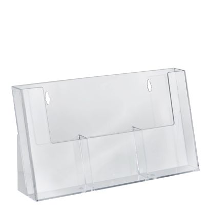 Prospekthalter, Fächer parallel, Polystyrol, Hochformat, transparent, Taymar 