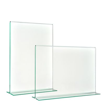 T-Aufsteller mit Glasoptik, PMMA (Acryl), transparent 