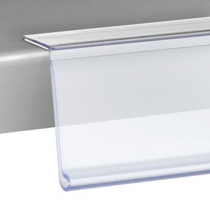 Scannerschiene HE, selbstklebend, 15° Lesewinkel 39 mm | 1000 mm | transparent  | zum Kleben (Standardklebeband)  | Kleber unten 