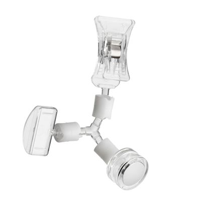 Sign-Clip mit kleinem Preishalter, kleiner Klammer und Neodym-Magnetfuß, transparent 