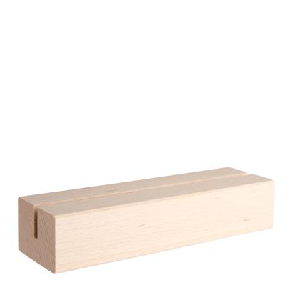 Kartenhalter aus Holz, Sockel für variables Stecksystem MODUL gerader Einsteckschlitz | 148 mm | Buchenholz