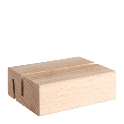Kartenhalter aus Holz, Sockel für variables Stecksystem MODUL 74 mm | Buchenholz | gerader und schräger Einsteckschlitz