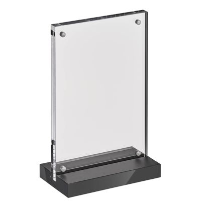 magnetischer T-Aufsteller mit schwarz-matten Sockel A6 - 105 x 148 mm  | Hochformat 