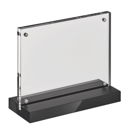 magnetischer T-Aufsteller mit schwarz-matten Sockel Querformat | A6
