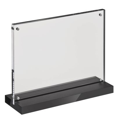 magnetischer T-Aufsteller mit schwarz-matten Sockel A5 - 210 x 148 mm  | Querformat 