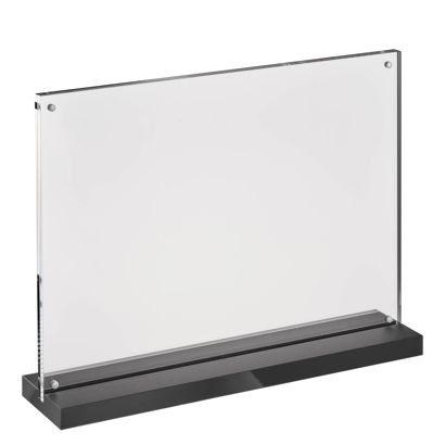 magnetischer T-Aufsteller mit schwarz-matten Sockel Querformat | A4