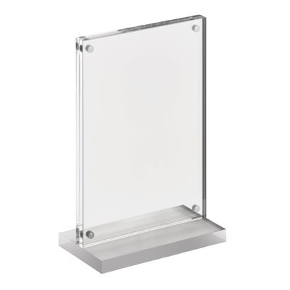 magnetischer T-Aufsteller mit transparent-matten Sockel Hochformat | A6