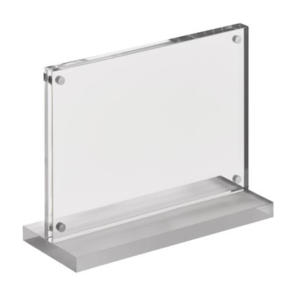 magnetischer T-Aufsteller mit transparent-matten Sockel Querformat | A6