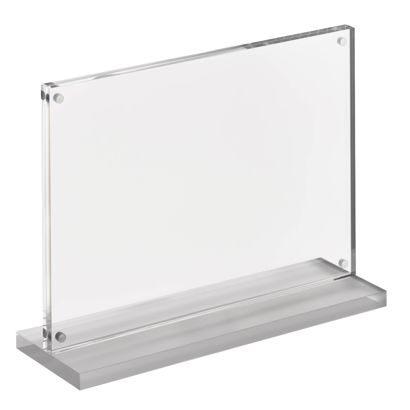 magnetischer T-Aufsteller mit transparent-matten Sockel Querformat | A5
