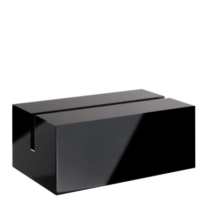 Kartenhalter aus Acryl, Sockel für variables Stecksystem MODUL schwarz | 74 mm | glänzend
