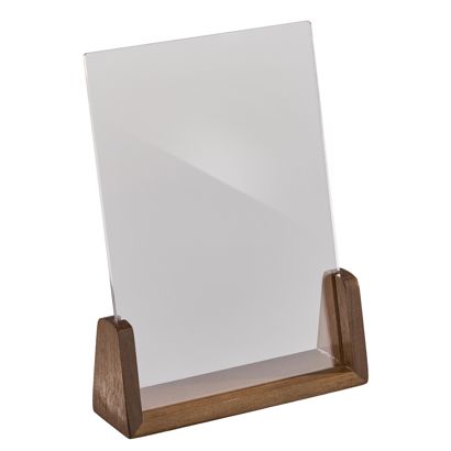 Tischaufsteller Holz LignoLine Hochformat | A5 | Walnussholz, Acryl (PMMA)