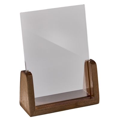 Tischaufsteller Holz LignoLine Hochformat | A6 | Walnussholz, Acryl (PMMA)