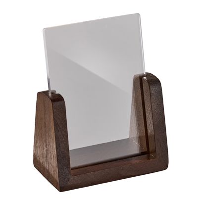 Tischaufsteller Holz LignoLine  A7 - 74 x 105 mm  | Hochformat  | Acryl (PMMA)|Walnussholz 
