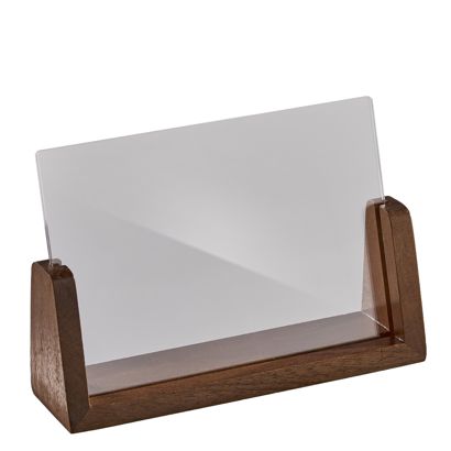 Tischaufsteller Holz LignoLine  A6 - 148 x 105 mm  | Querformat  | Acryl (PMMA)|Walnussholz 