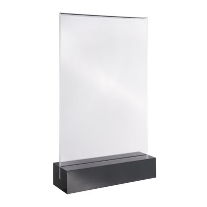 Tischaufsteller MODUL, Acrylglastasche mit Acrylsockel schwarz, transparent | A5 | glänzend
