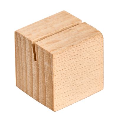 Kartenhalter SQUARE schräger Einsteckschlitz | 30 x 30 mm | Buchenholz | geölt