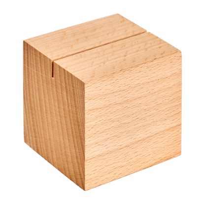 Kartenhalter SQUARE gerader Einsteckschlitz | 60 x 60 mm | Buchenholz | geölt