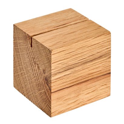 Kartenhalter SQUARE gerader Einsteckschlitz | 60 x 60 mm | Eichenholz | geölt