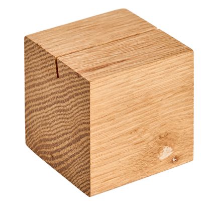 Kartenhalter SQUARE schräger Einsteckschlitz | 60 x 60 mm | Eichenholz | geölt
