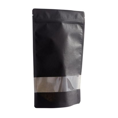 Standbodenbeutel Kraftpapier mit Sichtfenster 160 x 270 mm | schwarz