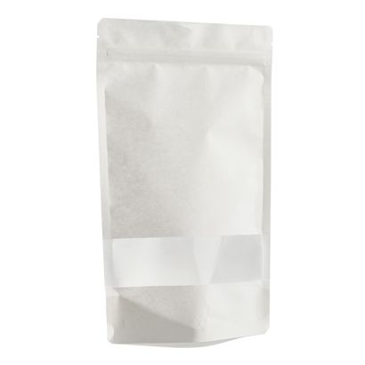 Standbodenbeutel Kraftpapier mit Sichtfenster 180 x 290 mm | weiß