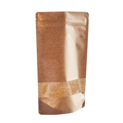 Standbodenbeutel Kraftpapier mit Sichtfenster 210 x 310 mm | braun