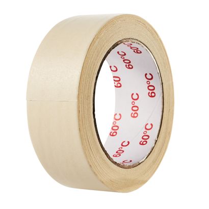 Kreppband weiß, 38 mm, flachkrepp, hitzebeständig bis 60°C 