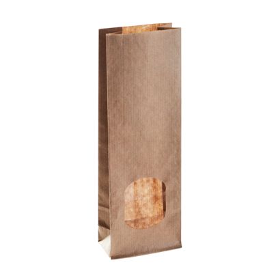 Blockbodenbeutel Papier mit Fenster 70 x 40 x 205 mm