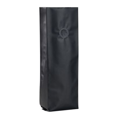 Seitenfaltenbeutel mit Aromaschutzventil, schwarz 280 x 80 mm